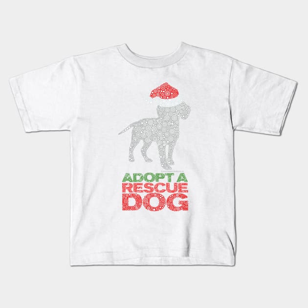 Christmas Adopt A Shelter or Rescue Dog Circle Design Kids T-Shirt by pbdotman